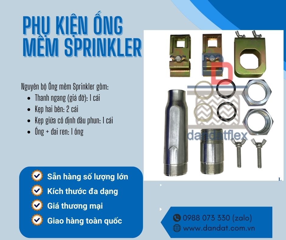Dây ống mềm cho đầu phun chữa cháy Sprinkler, Đầu nối Sprinkler, Kẹp đầu phun Sprinkler