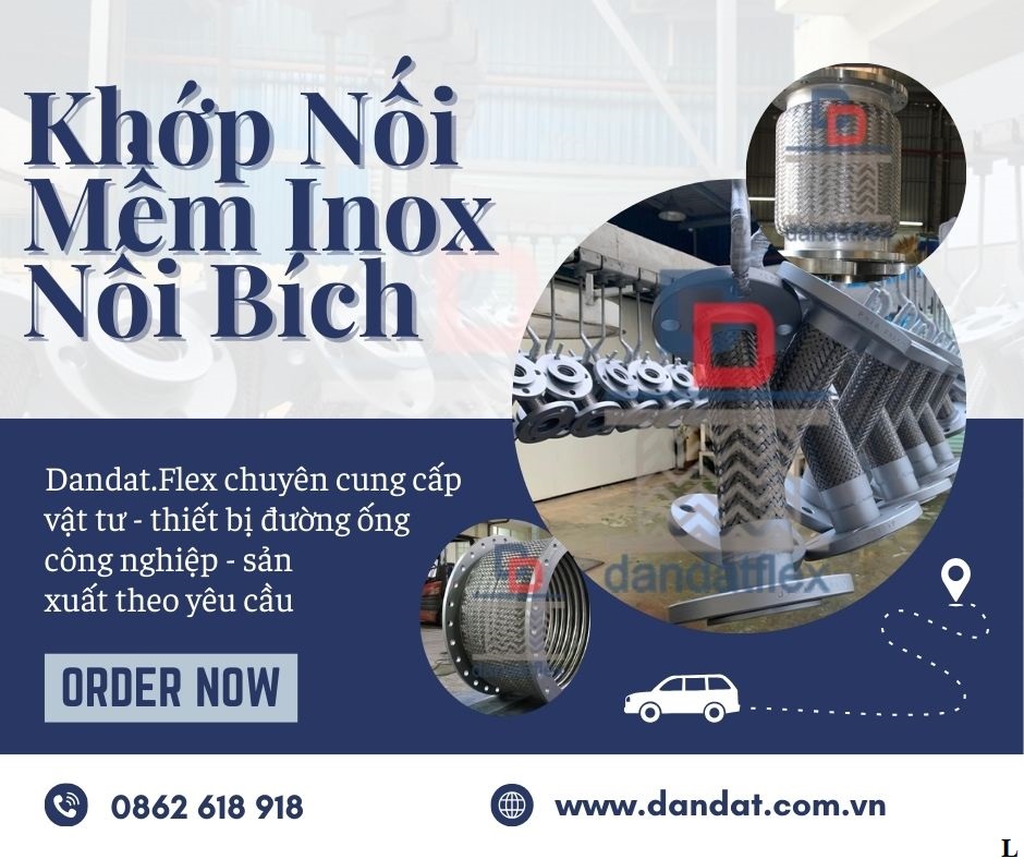 Khớp nối chống rung, khớp nối mềm mặt bích, khớp nối inox, mối nối mềm, khop noi mem inox