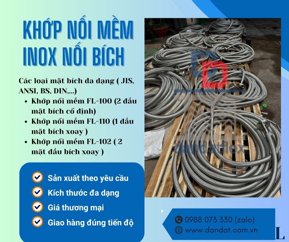 Khớp nối mềm inox 2 đầu mặt bích, Khớp nối giãn nở, Khớp giãn nở nhiệt inox, Nối mềm inox